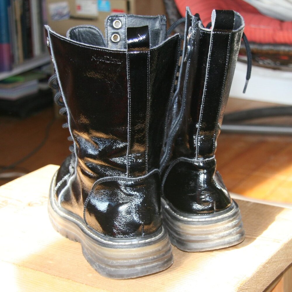 Aqua Diva Black Patent Leather Boots - Picture 2 of 5